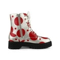 thumbnail image 3 of BLISSFUL STEP Women's Platform Lace Up Polka Dots Printing Combat Boots Silver Red 7.5, 3 of 6