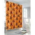 thumbnail image 3 of Fsddascl Red Orange Halloween Shower Curtain Set - Small 36" x 72" Washable Bathtub Curtain with 12 Hooks, Flying Witch Bats Moon Waterproof Fabric Stall Shower Curtains for Bathroom/Bathtub Décor, 3 of 6
