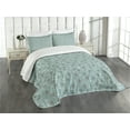 thumbnail image 3 of Ambesonne Vintage Quilted Bedspread Set 3 Pcs, Floral Rustic Garden, King Size, Pale Blue Cream Umber, 3 of 5