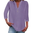 thumbnail image 2 of WCJM Long Sleeve T Shirt Dress Womens Women's Long Sleeve T-Shirt Cotton Linen Shirts for Women Summer Button Down Tops Short Sleeve Casual Blouses Oversized Tshirts 2025, 2 of 5