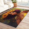 thumbnail image 1 of African American Girl Rug 2x3 Area Rugs Sunflower Rugs for Entryway, Woman Carpet for Bedroom Living Room, Machine Washable Non-Slip Indoor Door Mat, Soft Low Pile Area Rug, Small Decorative Rug, 1 of 7