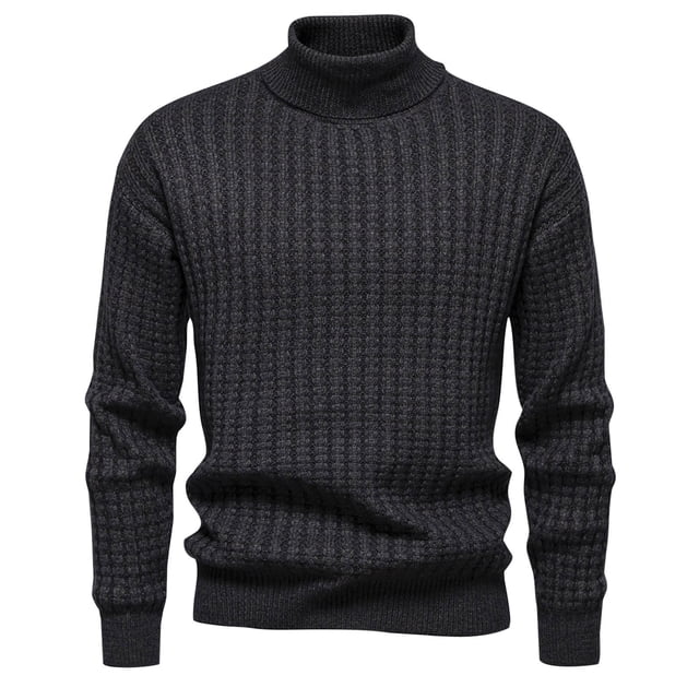 Styesk Mens Sweater Solid Color Pullover Sweater Cable Knit Turtleneck Sweater Comfy Soft Oversized Sweater Casual Loose Sweaters with Ribbing Edge
