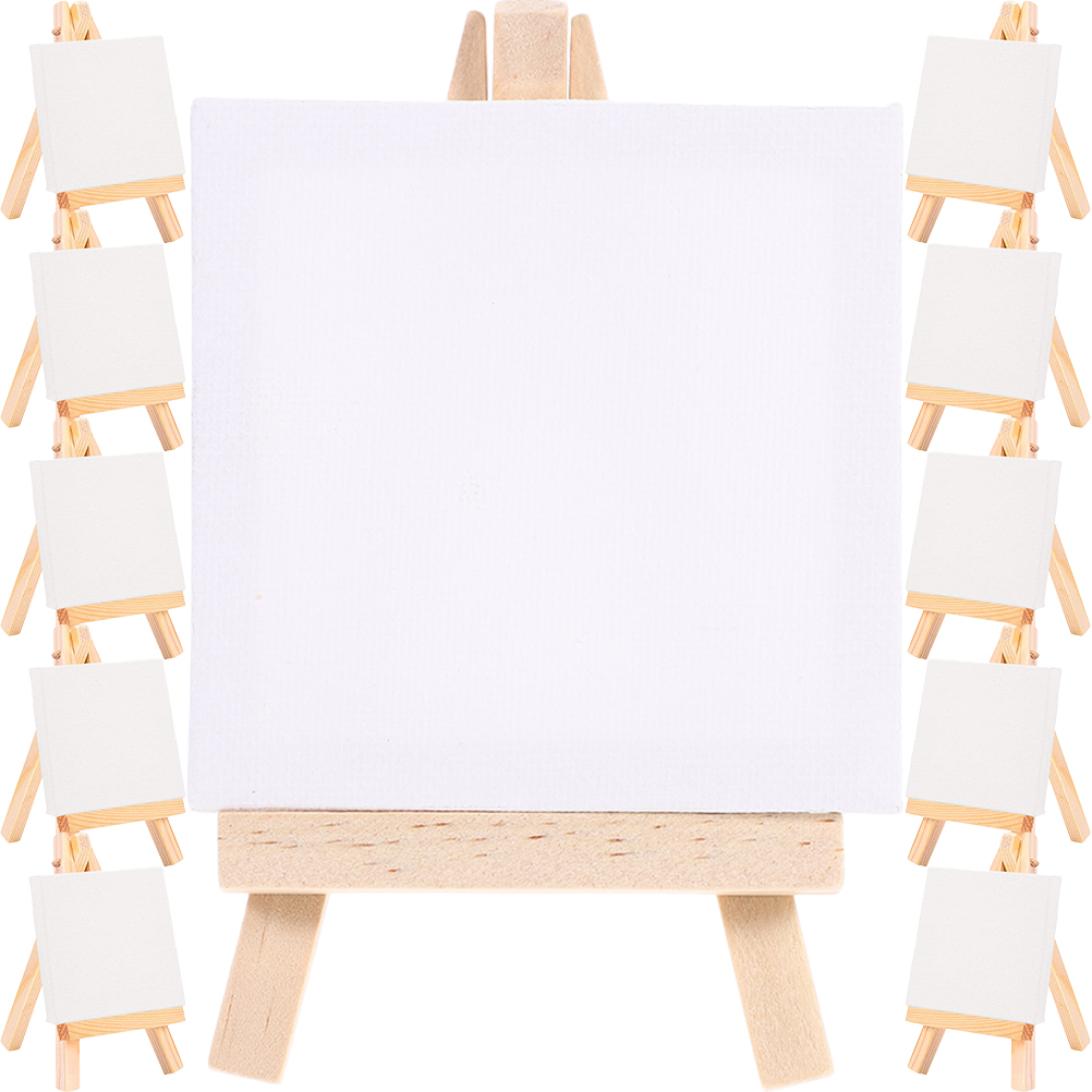 Arborister 18 Mini Canvases Set with Easel for Painting & Crafts