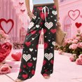 thumbnail image 4 of LWavelet Soft Fabric Heart Print Wide Leg Pants Women Valentine's Day Casual Wear Red XXL, 4 of 6
