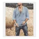thumbnail image 1 of Camisa De Lino Hippie De Moda Playeras Medias Casuales, 1 of 2