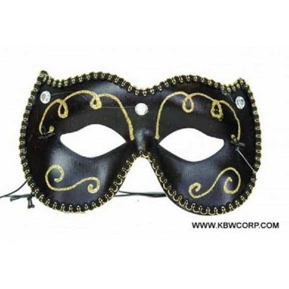 Masquerade Half Mask - Mardi Gras - Black/Gold - Costume Accessory - Adult Teen