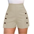thumbnail image 2 of RongHuan Womens Fshion Shorts Elegant A Line Short Pants Summer Casual High Waisted Shorts Solid Color Button Shorts, 2 of 4