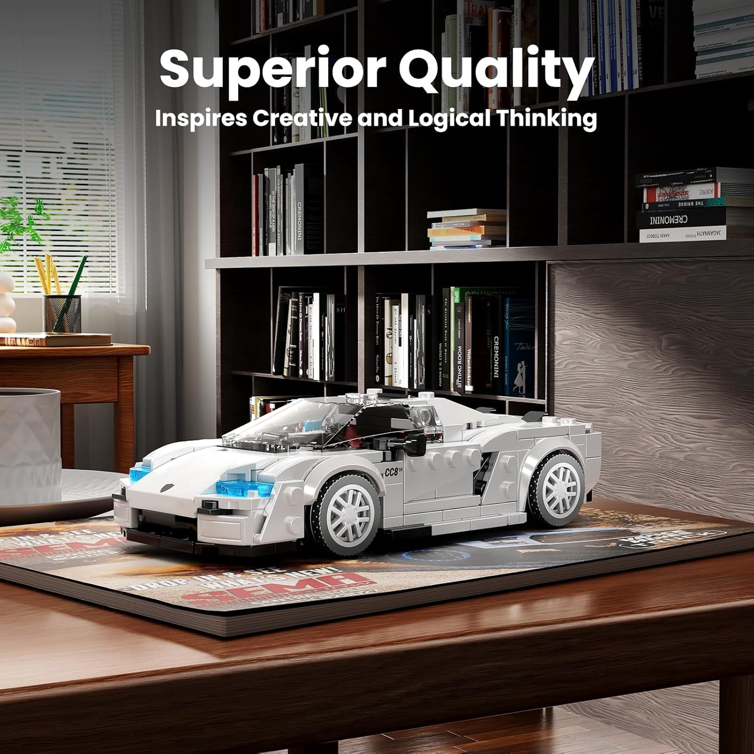 Speed Champion P80C Racing Car Building Kit with Acrylic Display Case, 27069 Collectible Model Car Kits, Building Blocks Kit Racing Toy Cars for Adult (450 PCS)