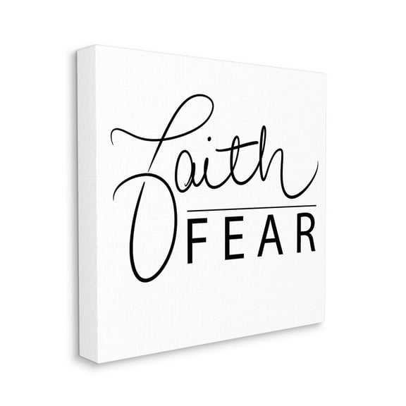Faith Over Fear Motto Minimal Clean Typography Religious Gallery-Wrapped Canvas Print Wall Art, 17x17
