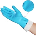 thumbnail image 3 of Guantes de limpieza para lavar platos, guantes con forro aterciopelado de algodón suave para la cocina del hogar, 3 pares de guantes de goma impermeables reutilizables, 3 colores, 3 of 7