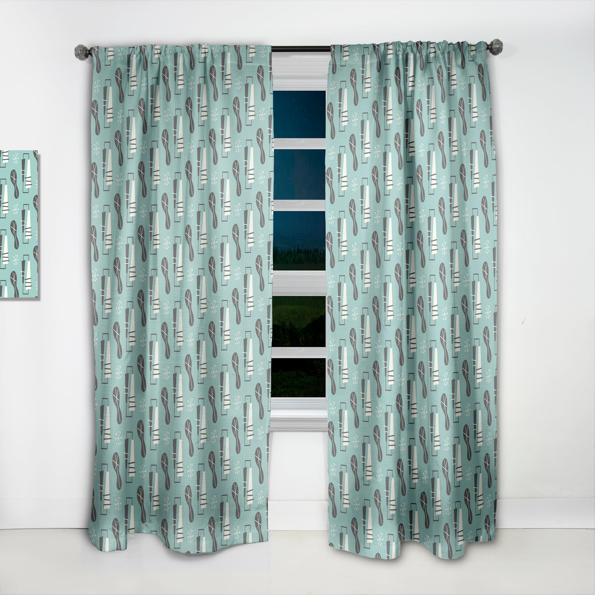 Designart '1950 Retro Pattern Shapes II' Mid-Century Modern Curtain Panel