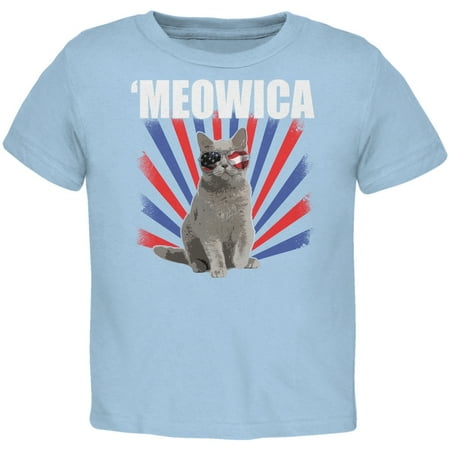 

Cat 4th of July Meowica Light Blue Toddler T-Shirt - 2T