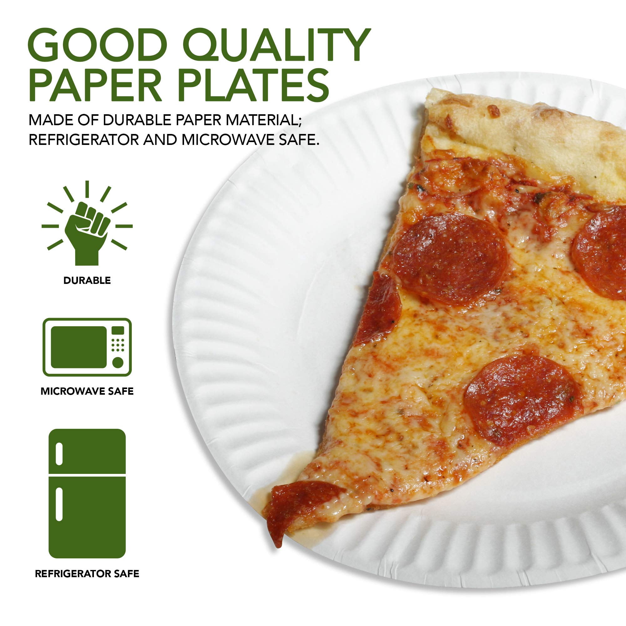 Stock Your Home 9-Inch Paper Plates Uncoated, Everyday Disposable Plates 9" Paper Plate Bulk, White, 1000 Count
