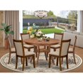 thumbnail image 7 of Luxe by East West Furniture 7-Pc Dining Set Of A Pedestal Kitchen Table, 6 Light Tan Upholstered Chairs, 7 of 7