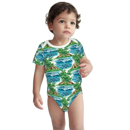 

Fotbe Hawaii Palms Pattern Unisex-baby Short-sleeve Bodysuit Short Sleeve Bodysuits One-piece 100% Organic Cotton for Infant Baby Boys Unisex-18 Months