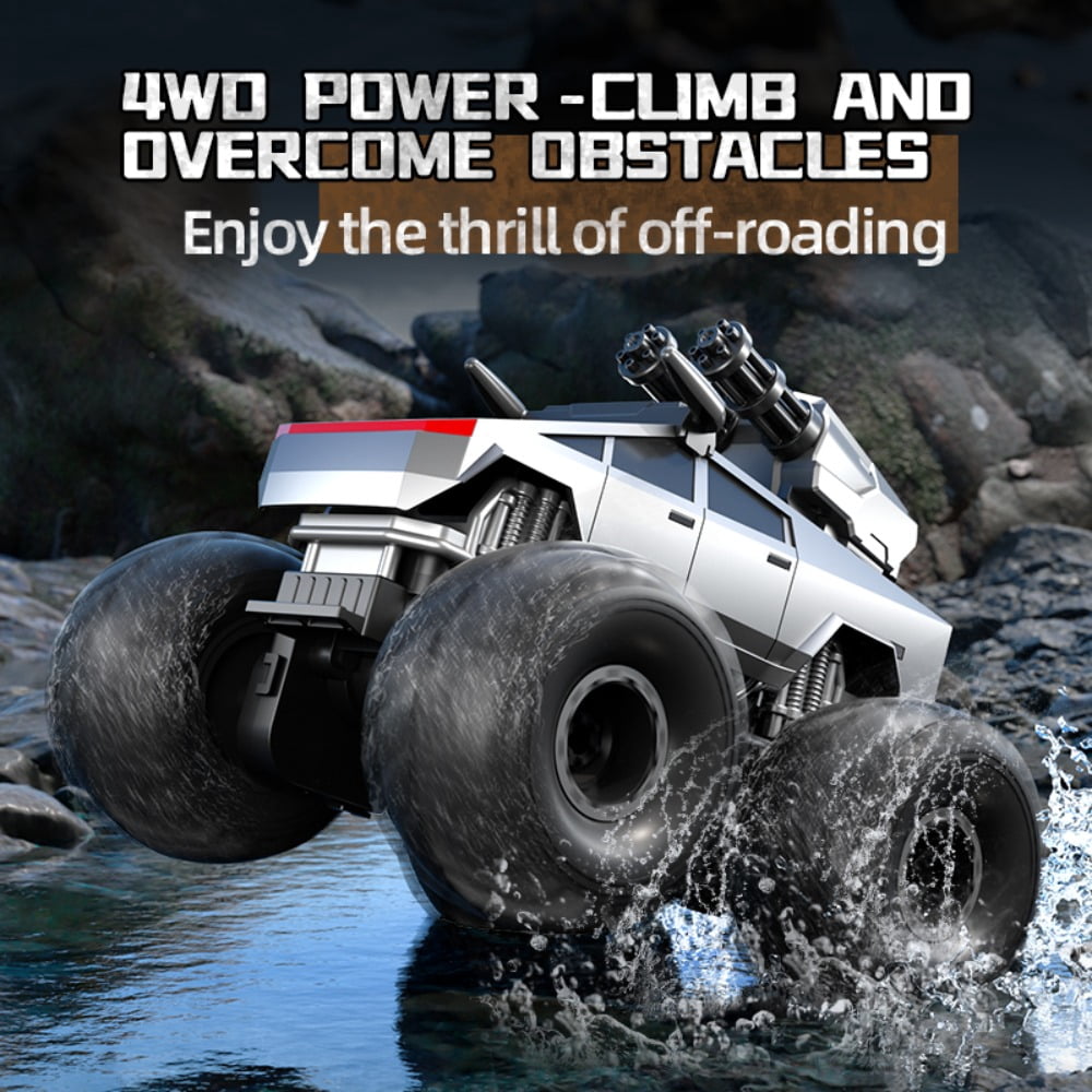 1:16 RC Waterproof Monster Truck, Amphibious RC Cars 4WD Remote Control Car Trucks, All Terrain Off-Road Pickup Cybertruck Toy for 6-15 Year Old Boys Girls Kids Gifts