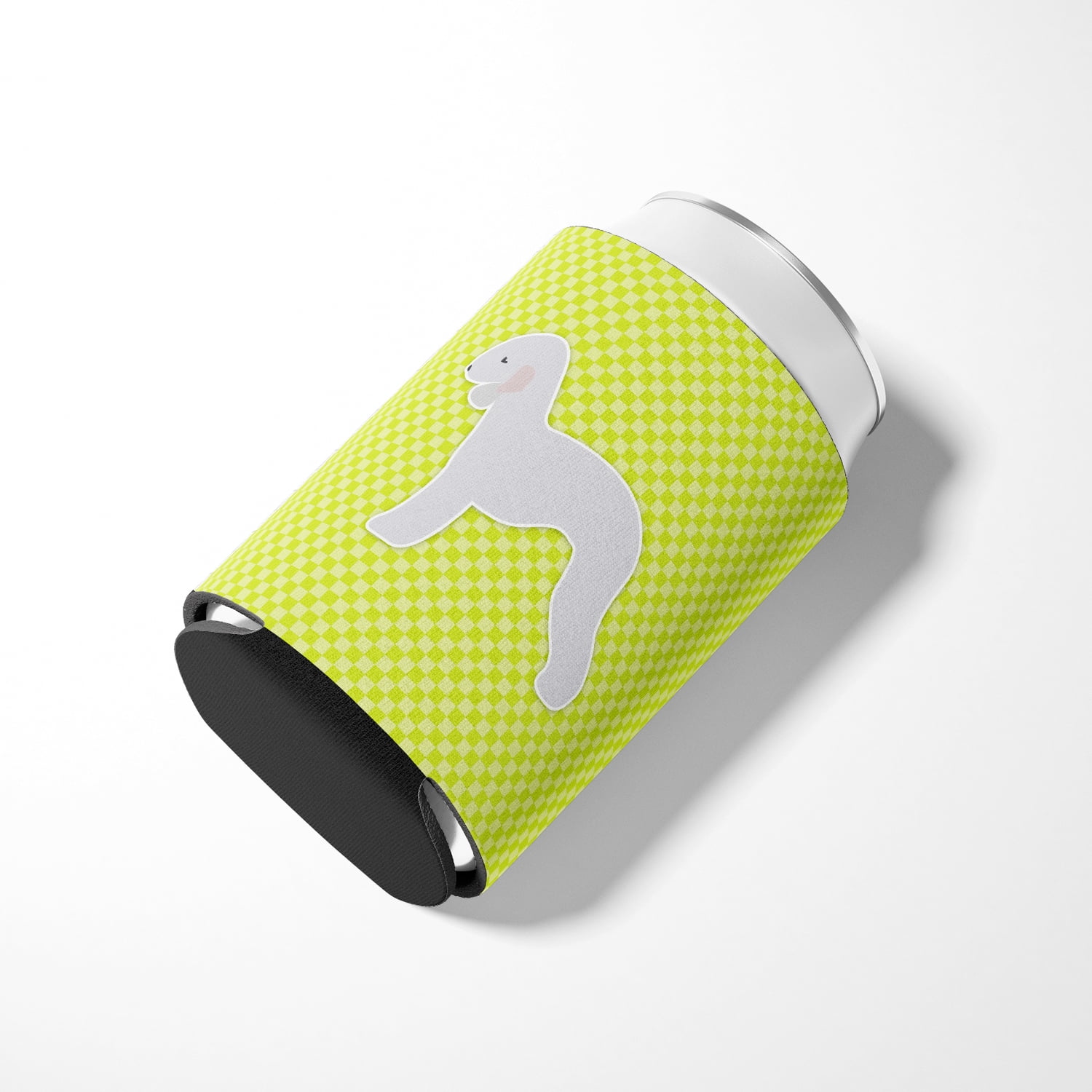 Caroline's Treasures BB3794CC Bedlington Terrier Checkerboard Green Can or Bottle Hugger, Can Hugger, multicolor