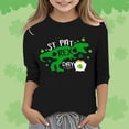 thumbnail image 2 of Gunia Toddler Boys Girls St Patricks Shirt 3/4 Sleeve Irish Green Shamrock Clover Funny Graphic Crew Neck Casual Breathable Soft St. Patrick'S Day T-Shirt Kids Tee Tops 3-14 Years Black, 2 of 4
