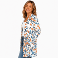 thumbnail image 2 of Women's Plus Size White Orange Floral Cardigan, Long Sleeve Open Front Tunic with Pockets, 2 of 8