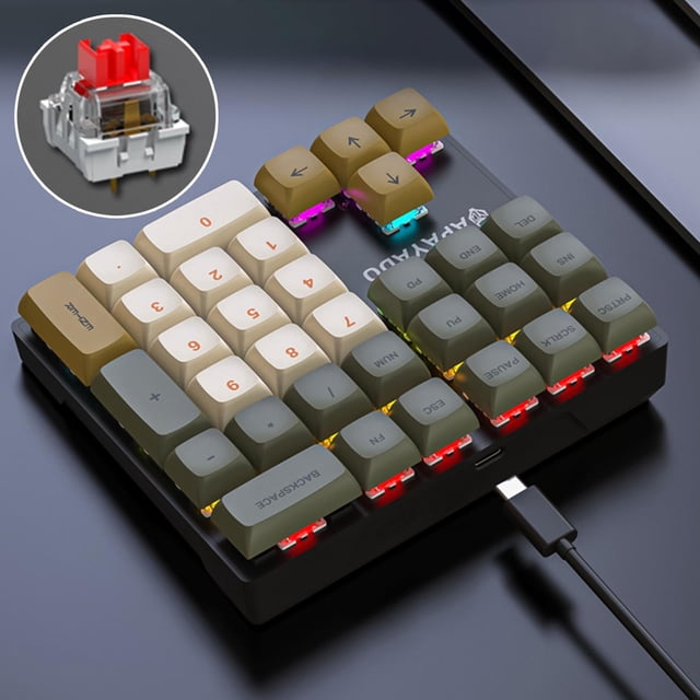 Teclado Numérico Mecánico Perfecl 33 Teclas Cable Rojo