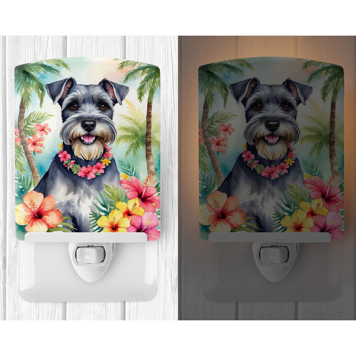 Schnauzer Luau Ceramic Night Light 4 in x 6 in