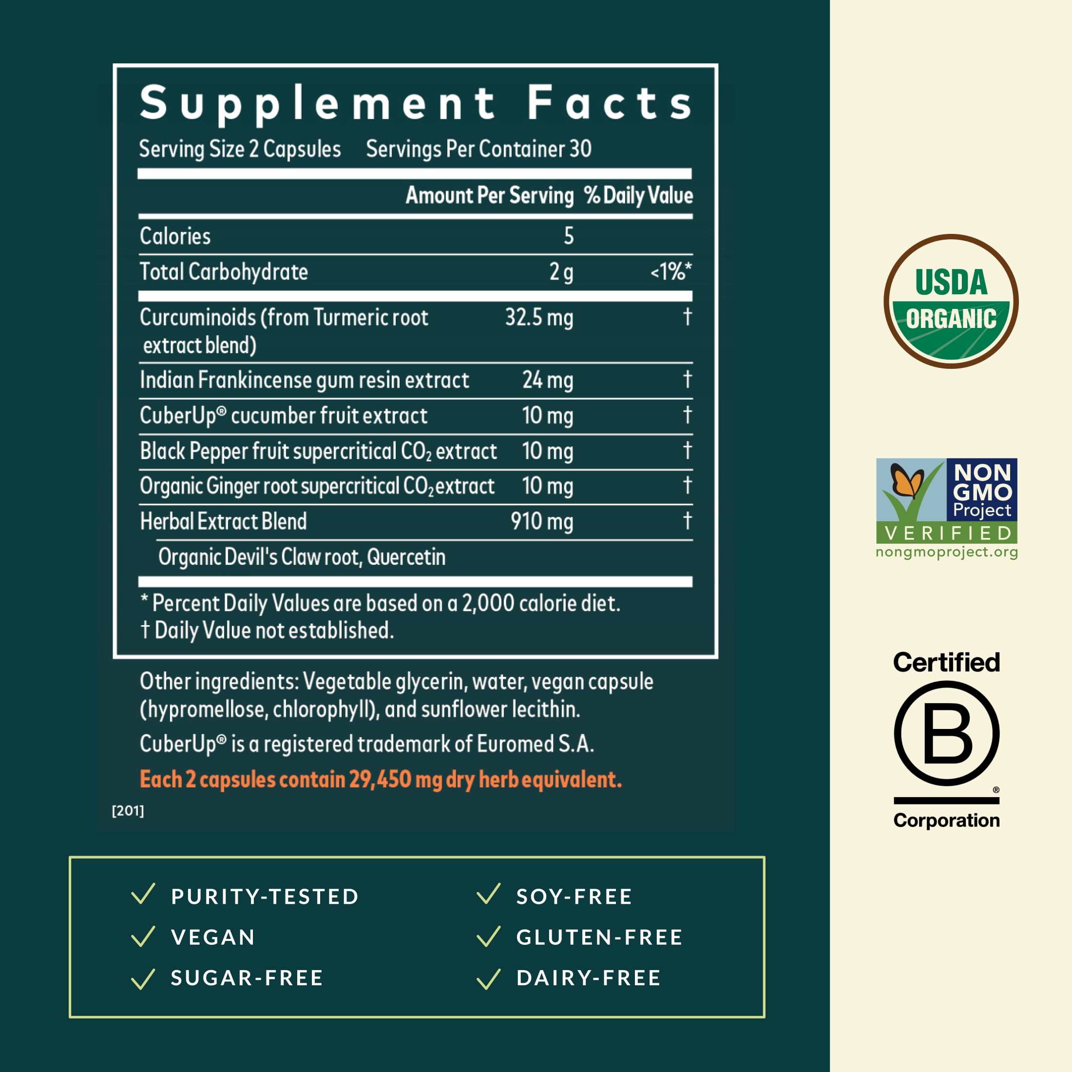 Gaia Herbs Turmeric Supreme Joint Health - Joint Support Supplement with Cucumber, Quercetin, Black Pepper, Ginger Root, Curcuminoids & More* - 60 Liquid Phyto-Caps (30 Servings)