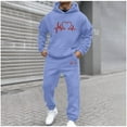 thumbnail image 2 of VBTAPA Mens Hoodie Sweatsuit 2 Piece Heart Print Casual Tracksuit Oversized Pullover Hoodies and Drawstring Pants Set Running Jogging Sport Suit with Pockets Light Blue XXL, 2 of 6