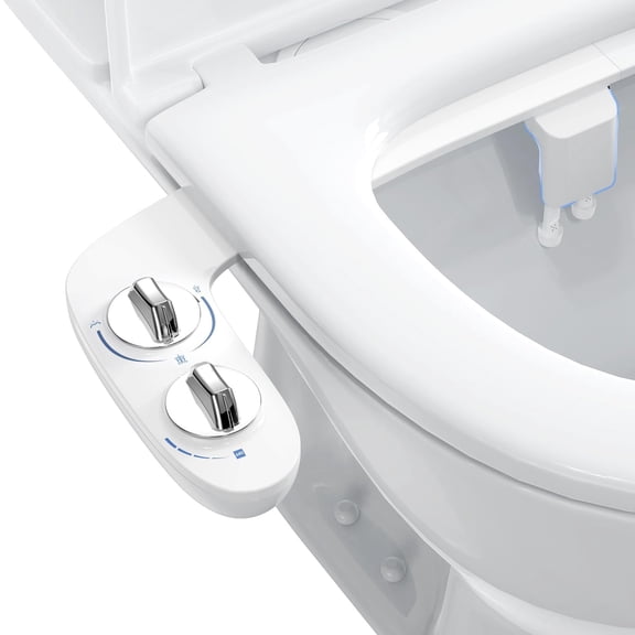 Bidet Attachment for Toilet, Dual Self-Cleaning Nozzles with Rear & Feminine Wash – Adjustable Water Pressure, Easy Installation, White Hygienic Bathroom Accessory