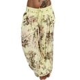 thumbnail image 5 of Plus Size Pants Plus Size Pants Women Pocket Pants Loose Printed Wide Leg Women Casual Pants Yellow XXXL, 5 of 7