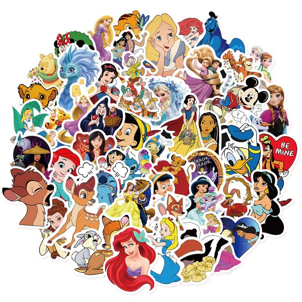 10/25/50pcs Disney Princess Mix Cartoon Character Mickey Stickers Decal Skateboard Guitar Laptop Car Waterproof Sticker Kid Toy Gao Jinjia LED