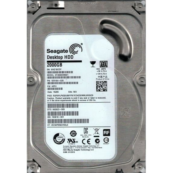 ST2000DM001 P/N: 1ER164-020 F/W: HP51 WU 2TB Seagate