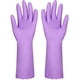 thumbnail image 1 of Guantes de limpieza para lavavajillas domésticos sin látex, forro de algodón, guantes de cocina, 2 pares, color morado, mediano, 1 of 1