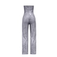 thumbnail image 4 of OSOLU Solid Color Women Sleeveless Strapless Sequined Jumpsuit Cozy Dailywear, 4 of 6