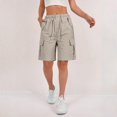thumbnail image 5 of Women's Drawstring Pockets Cargo Elastic Waist Hiking Bermuda Shorts for Casual Summer Color S, 5 of 6
