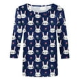 thumbnail image 4 of Happy Easter Shirts for Women 3/4 Sleeve Round Neck Easter Eggs Bunny Print T-Shirts 2024 Trendy Tee Tops Navy,XXXL, 4 of 6