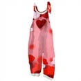 thumbnail image 2 of Valentine's Day Womens Overalls Cute Heart Pattern Printed Wide Leg Rompers Valentine Adjustable Straps Overalls Pants, 2 of 4