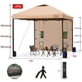 thumbnail image 5 of 10x10 Easy Pop Up Canopy Tent with Sidewalls, Instant Outdoor Shade Shelter with Removable 10FT Sun Walls, Quick Setup Waterproof and UV-Resistant for Patio (Khaki, 1 sidewall), 5 of 7