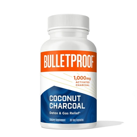 Bulletproof Coconut Charcoal Detox and Gas Relief Capsules, 90 Count, Sourced from 100% Coconut Shells