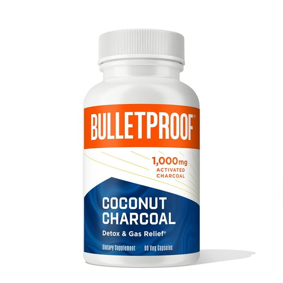 Bulletproof Coconut Charcoal Detox and Gas Relief Capsules, 90 Count, Sourced from 100% Coconut Shells