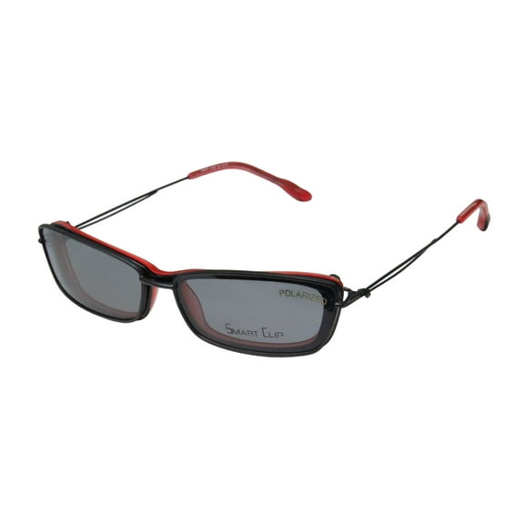 NEW SMARTCLIP 921 WOMENS/LADIES CAT EYE FULL-RIM BLACK / CHERRY CAT EYE WITH POLARIZED CLIP-ON LENSES FRAME DEMO LENSES 48-16-135 SUNGLASS LENS CLIP-ONS EYEGLASSES/GLASSES