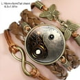 thumbnail image 3 of IKemiter Tai Chi Decor PU Bracelet Yin-Yang Tai Ji Multi-Layer Alloy Wrist Jewelry Knitting Rope Adjustable, 3 of 8