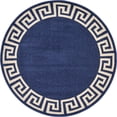 thumbnail image 1 of Unique Loom Athens Border Area Rug Round 6' x 6' Navy Blue/Beige, 1 of 2