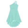 thumbnail image 5 of Rswnyirn Kids One Shoulder Sequin Flower Girl Dress High Low Wedding Bridesmaid Dress Pageant Prom Mint Green 8, 5 of 7