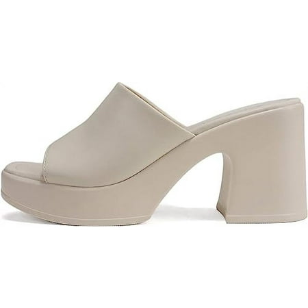 

Soda “TYPO” ~ Women Open Square Toe Single Band Upper High Unit Block Heel Slide In Sandal