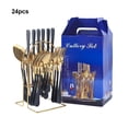 thumbnail image 3 of Matsuzay presente determinado del sistema de empaquetado de los cubiertos del acero inoxidable de la caja de regalo 24pieces para los amigos y Mostrada Oro negro, 3 of 6