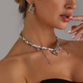 thumbnail image 2 of Osdhezcn Contemporary Asymmetric Heart Earrings Necklace Star Moon Theme for Any Occasion, 2 of 12