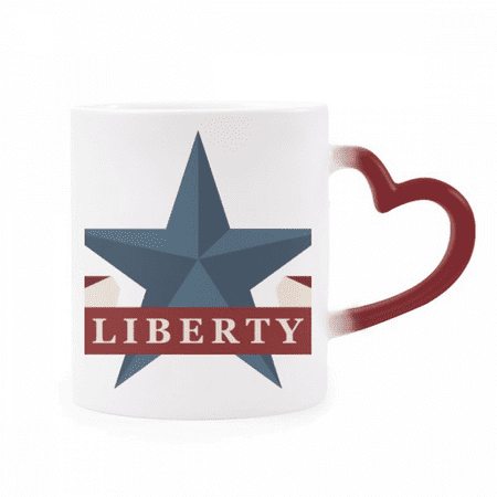 

Pentagram Liberty Slogan America Country City Heat Sensitive Mug Red Color Changing Stoneware Cup