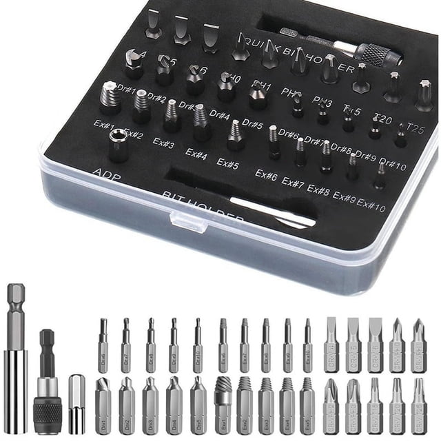 33 Pcs Kit Extracteur de Vis Endommagé & Embouts de Tournevis Ensemble Extracteur de Vis Rayées