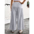 thumbnail image 6 of SHEWIN Women's Wide Leg Palazzo Pants Casual Elastic High Waisted Cotton Gingham Plaid Culottes Trousers with Pockets, 6 of 7