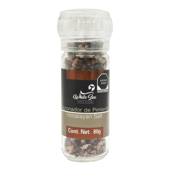 Sazonador White Sea pimienta negra y sal del Himalaya con molinillo de vidrio 80 g